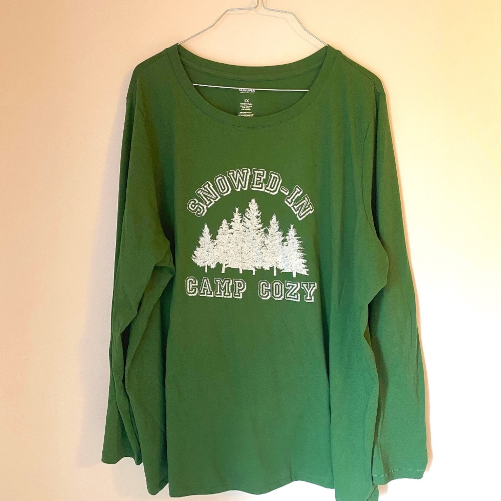 Women's Long Sleeve T-shirt Size 1X in Green